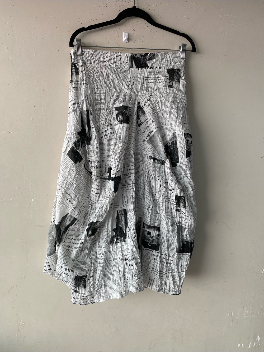 NWOT Ki Meng Newspaper Print Drop Crotch Harem Pants S Y2K Lagenlook - Picture 3 of 13